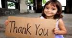 Charity Team Building Activities CSR Children carboard poster say thank you