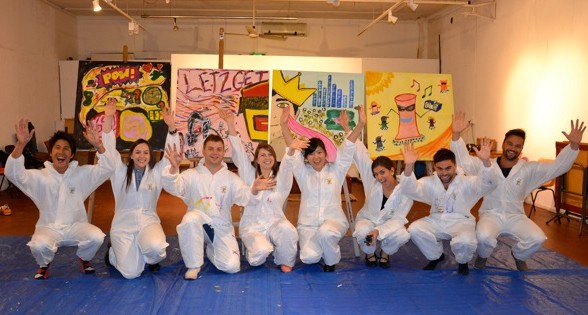 Corporate team building to express themselves with wild paintings in Sydney art studios