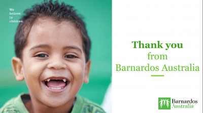 Barnardos thankyou to Thrill team building for kids charities
