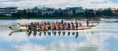Sunshine Coast and Gold Coast Dragon boating for corporate events fun water regatta with teamwork races on the water paddling together
