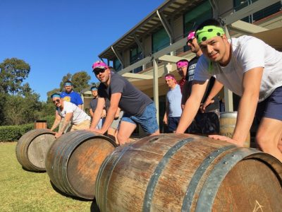 Hunter Valley Team Building Activities Wine Barrell Rolling Games