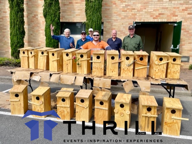 nesting boxes environmental teambuilding for australian wildlife with 100+ nest boxes built at team meeting and conferences