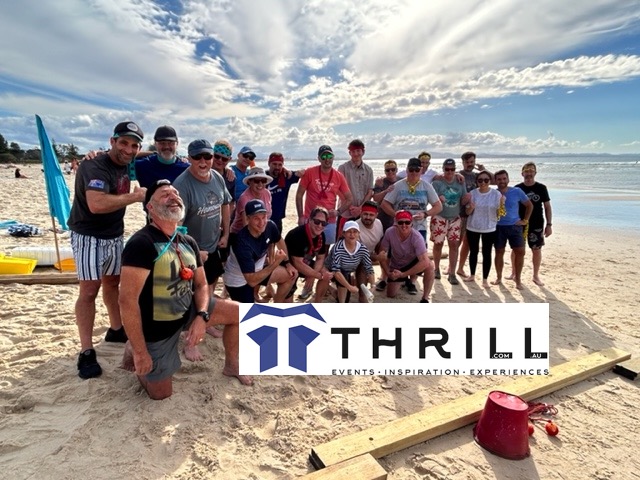 Byron Bay Team building fun on the beaches for staff to connect and strengthening their relationships with Thrill team events faciliators for Survivor
