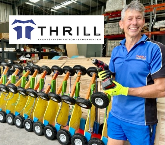 100 Billy Carts built by Thrill Team Events with Hunter Valley Mining Company staff under the energetic supervision of Konrad Lippmann CEO Thrill Team and CSR Charity give back to community events.